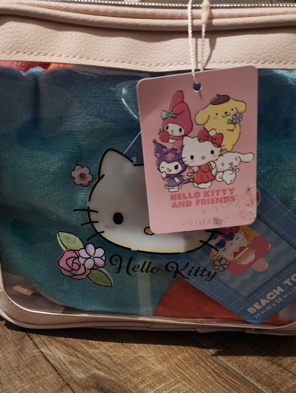 Hello Kitty Blue Pink Floral Cosmetic Bag and Beach Towel
